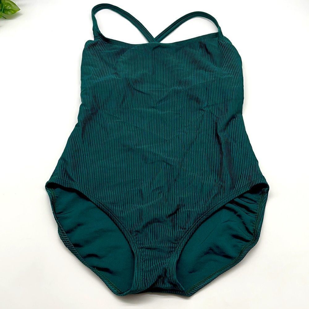 Catalina Vintage Ribbed Green One Piece Swimsuit Sz 1X
